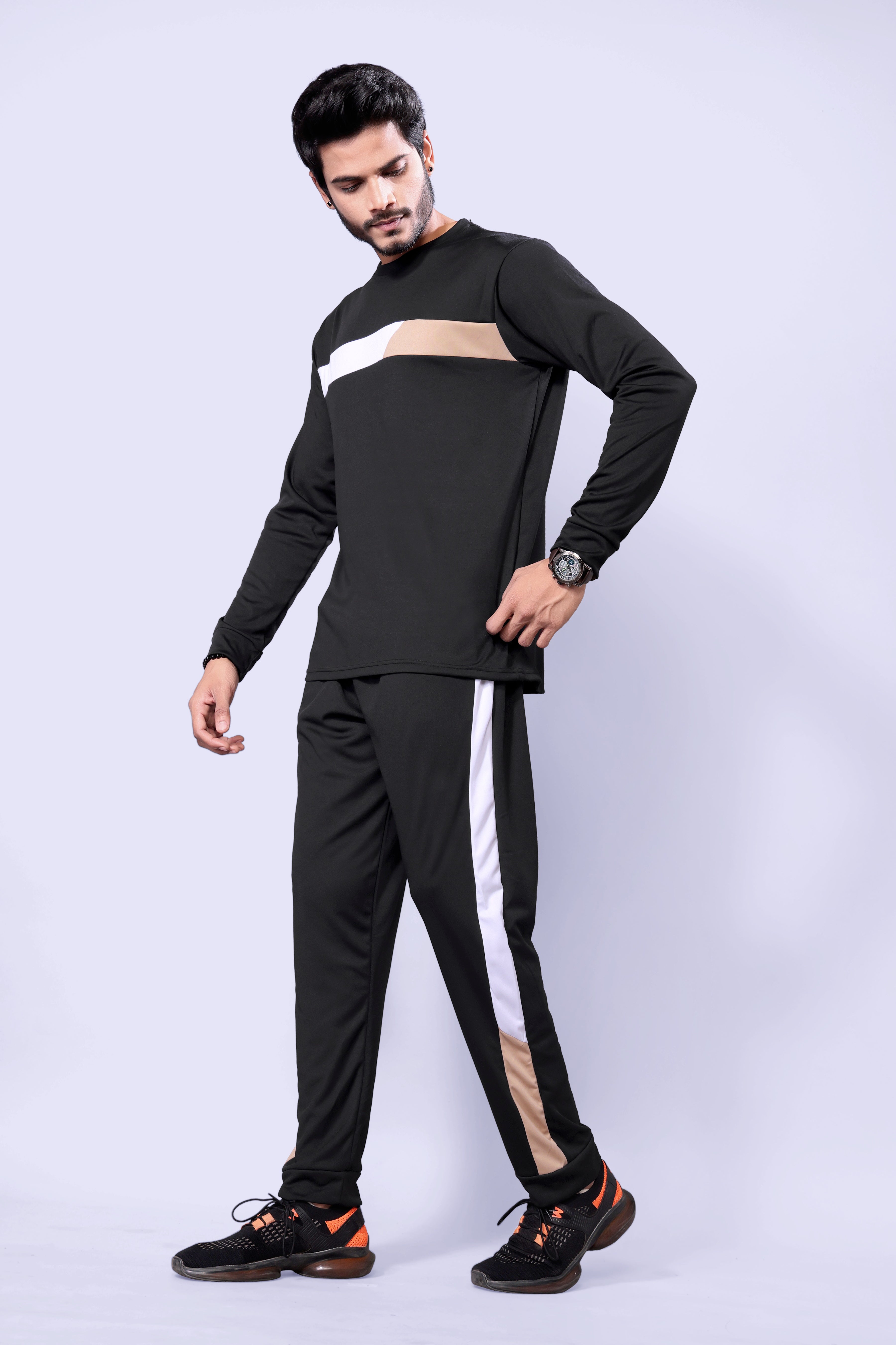 Men Black & White Checked Cotton Relaxed Fit Night Suit