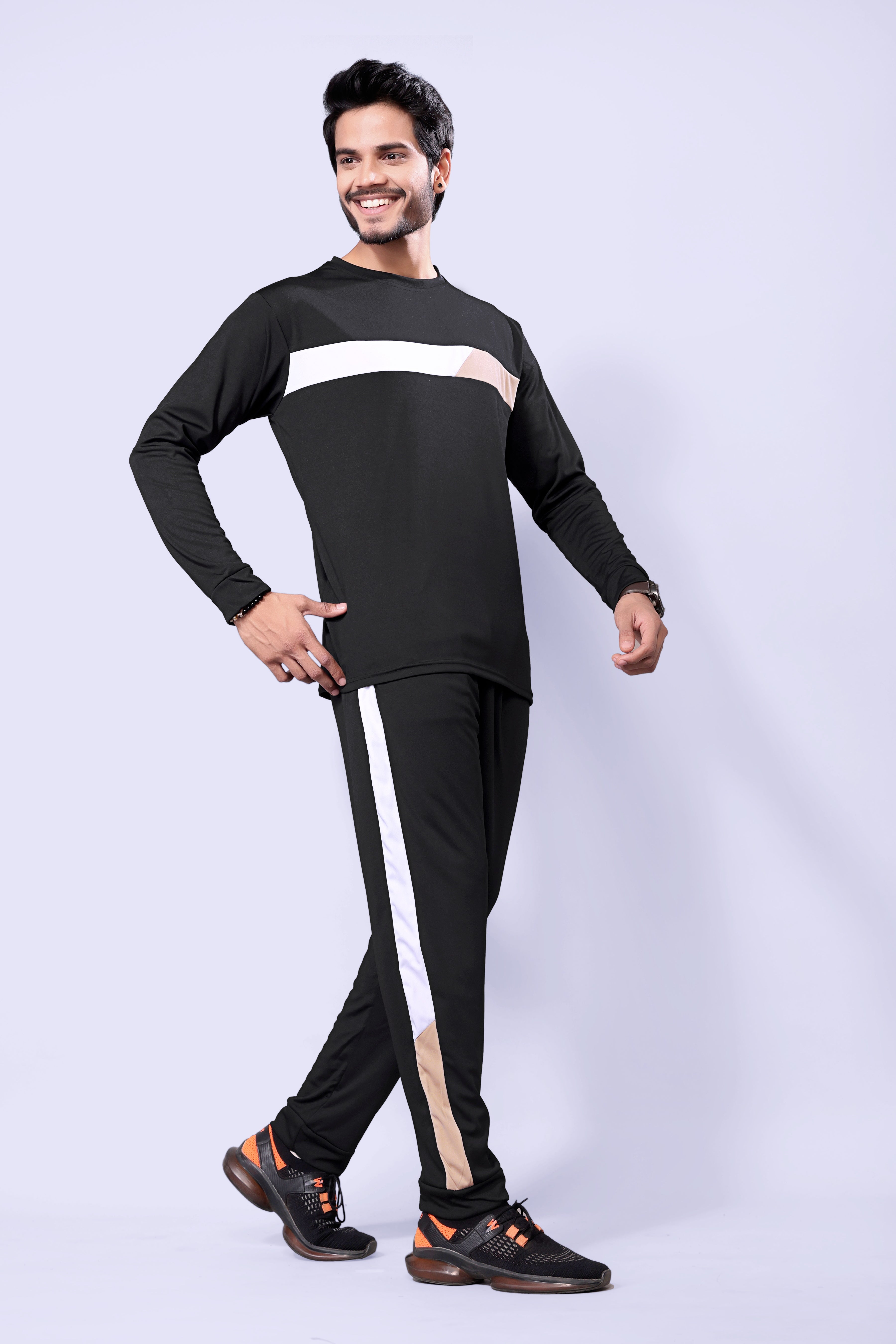 Men Black Checked Cotton Relaxed Fit Night Suit