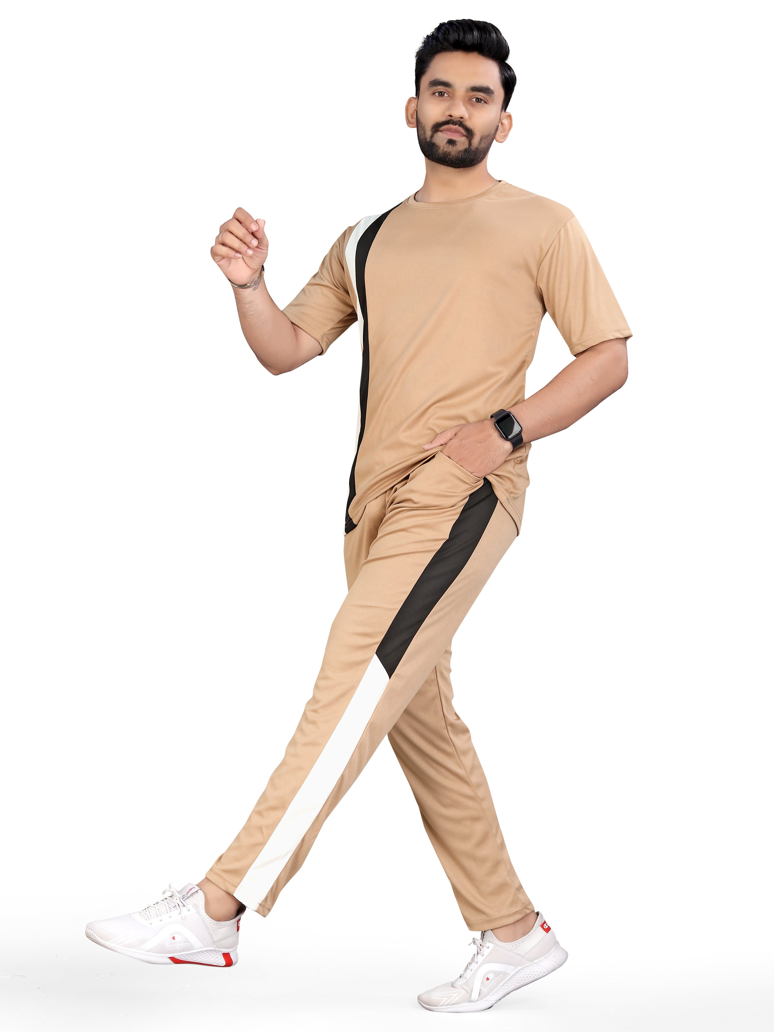 Light Coffee Relaxed Fit Latest Night Dress For Men