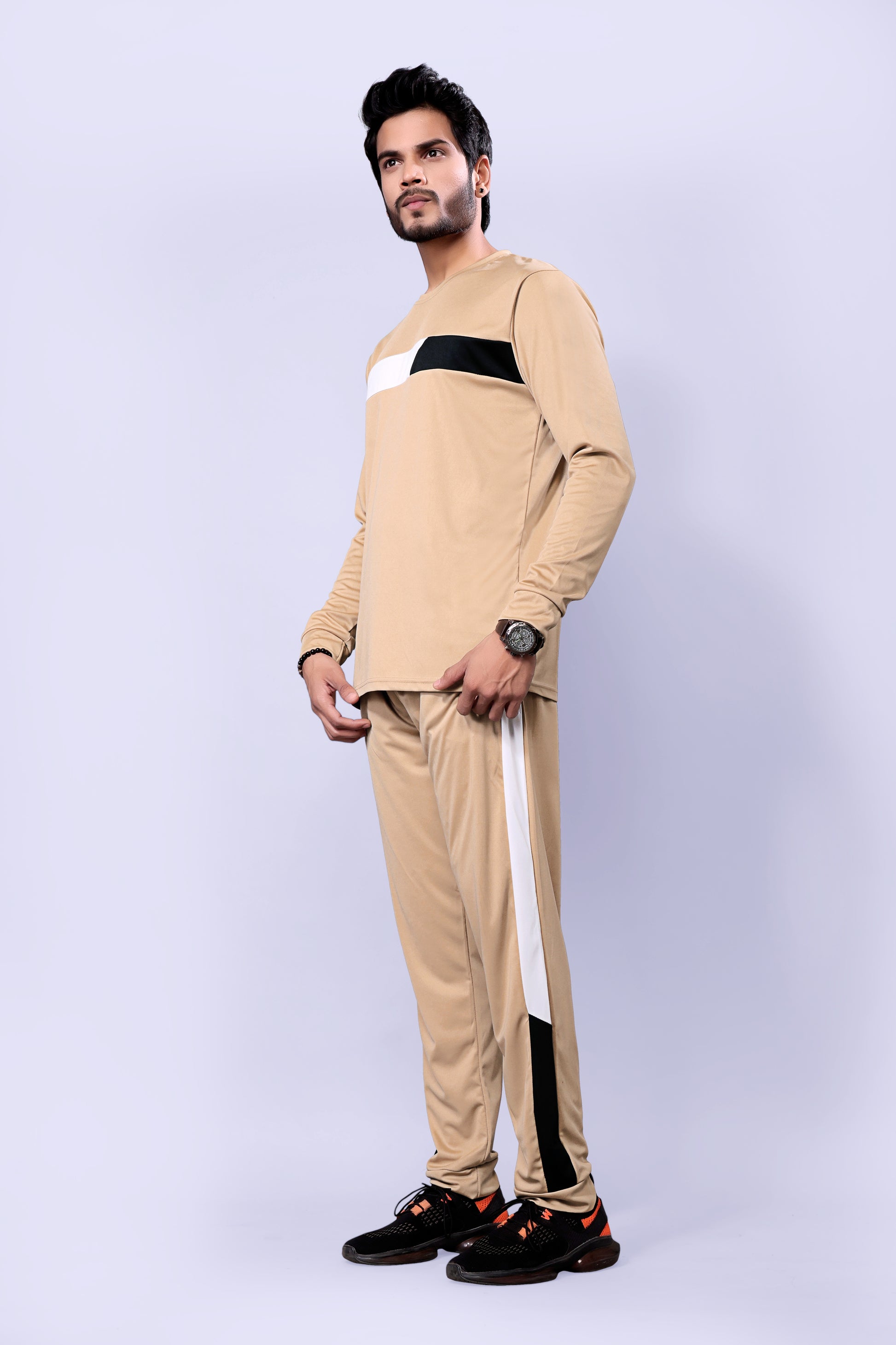 Men Cream Checked Cotton Relaxed Fit Night Suit