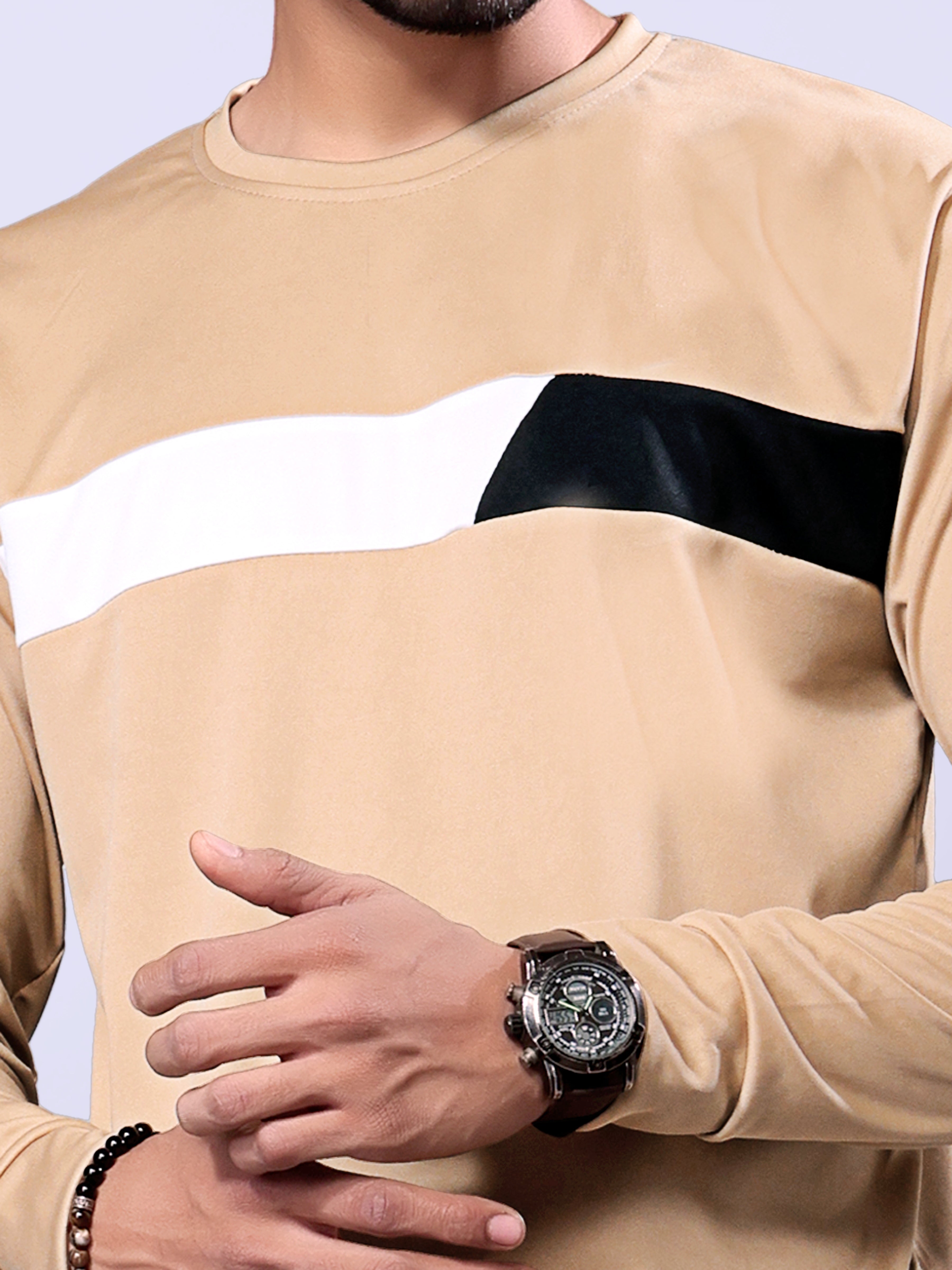 Men Cream Checked Cotton Relaxed Fit Night Suit