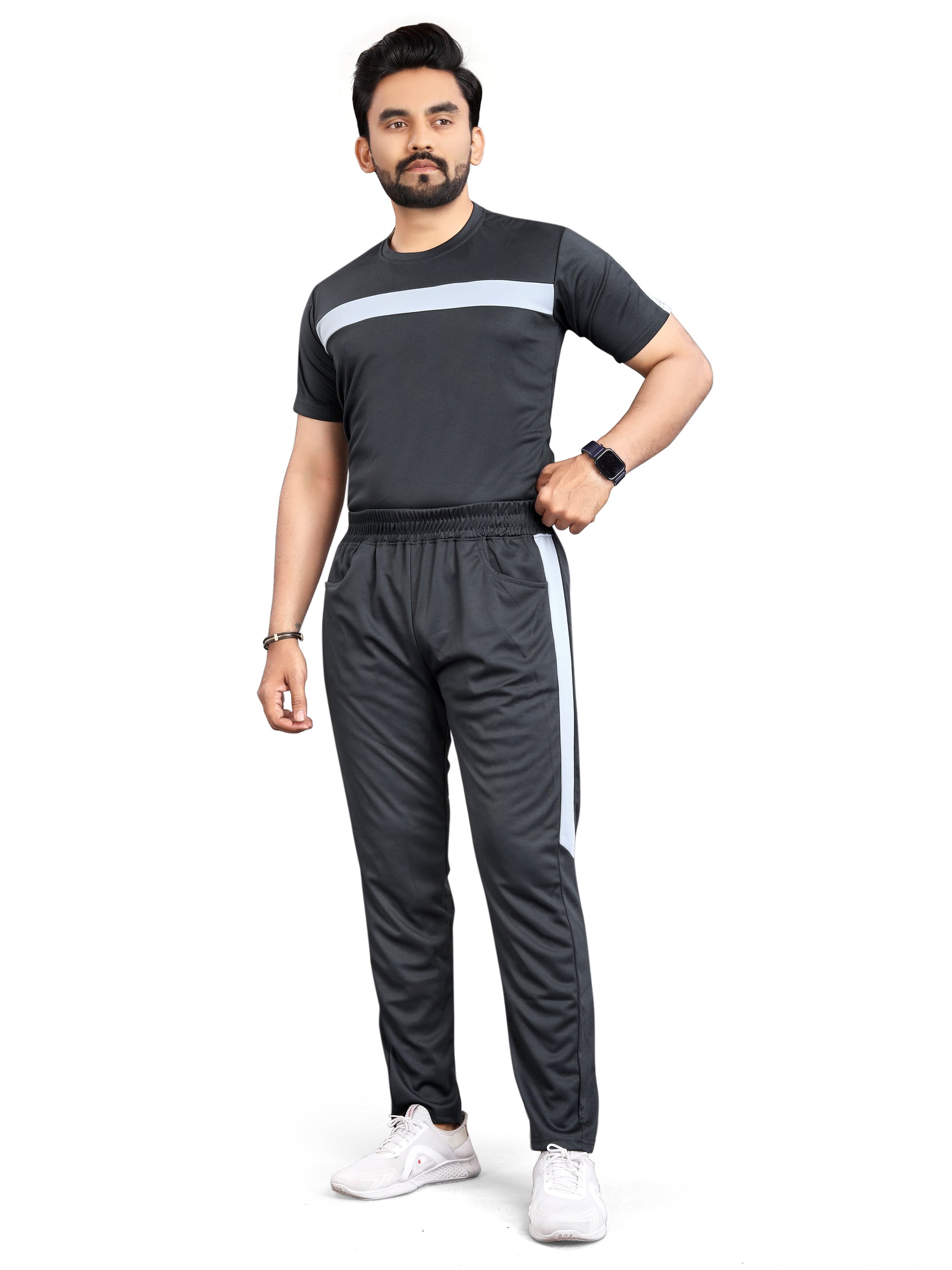 Pure Cotton Relaxed Fit Gray Night Suit For Men