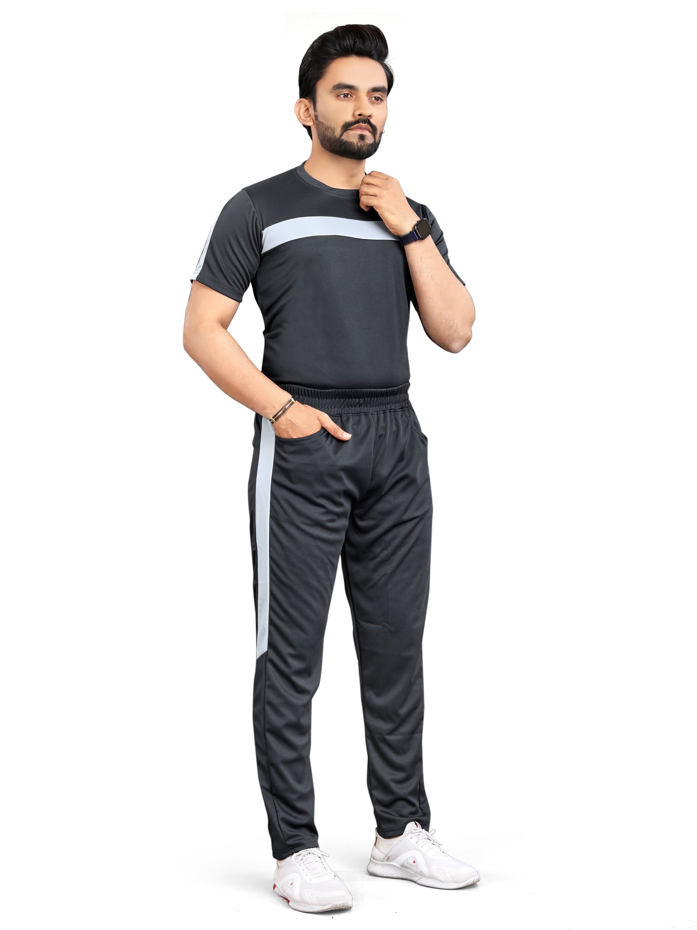 Pure Cotton Relaxed Fit Gray Night Suit For Men