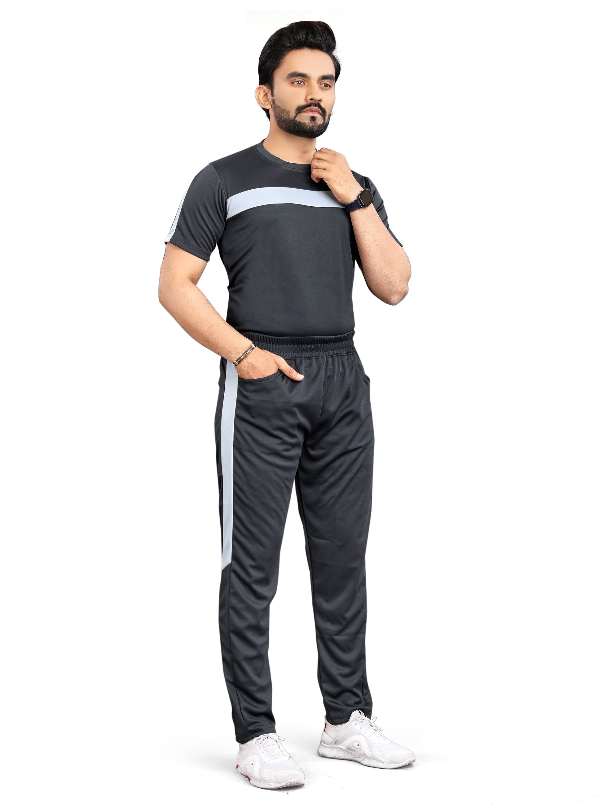 Pure Cotton Relaxed Fit Gray Night Suit For Men