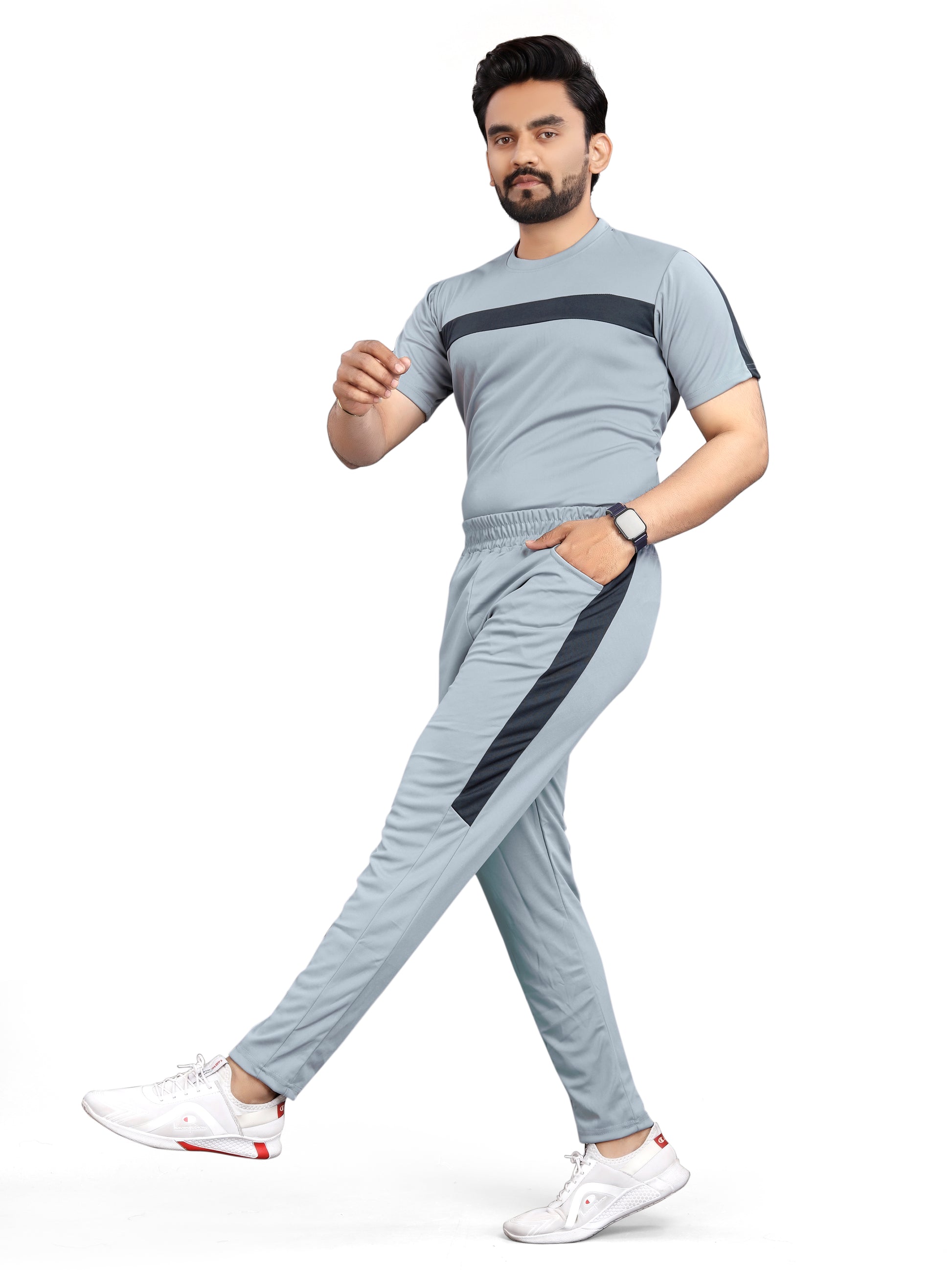 Pure Cotton Relaxed Fit Gray Night Suit For Men