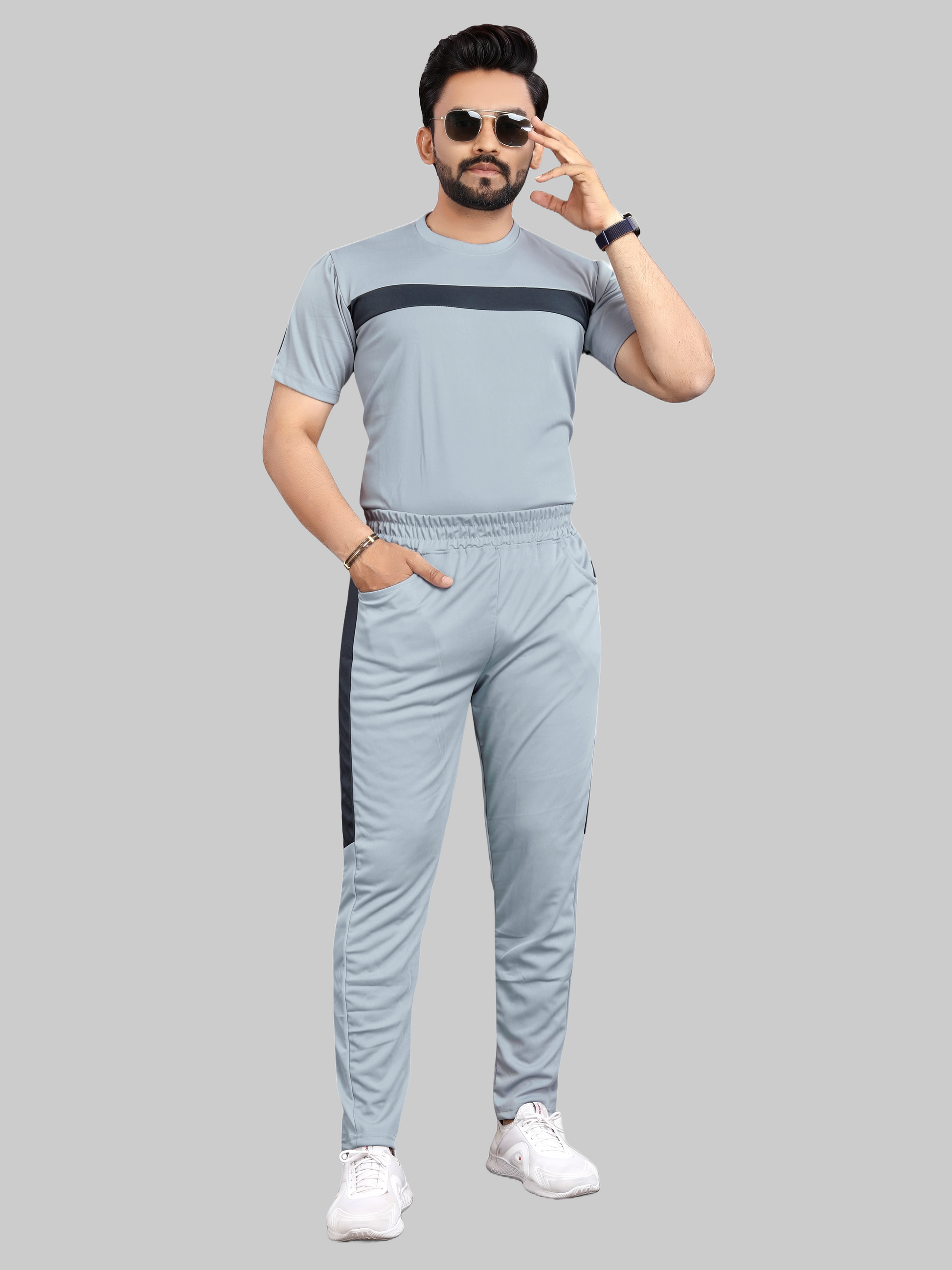 Pure Cotton Relaxed Fit Gray Night Suit For Men