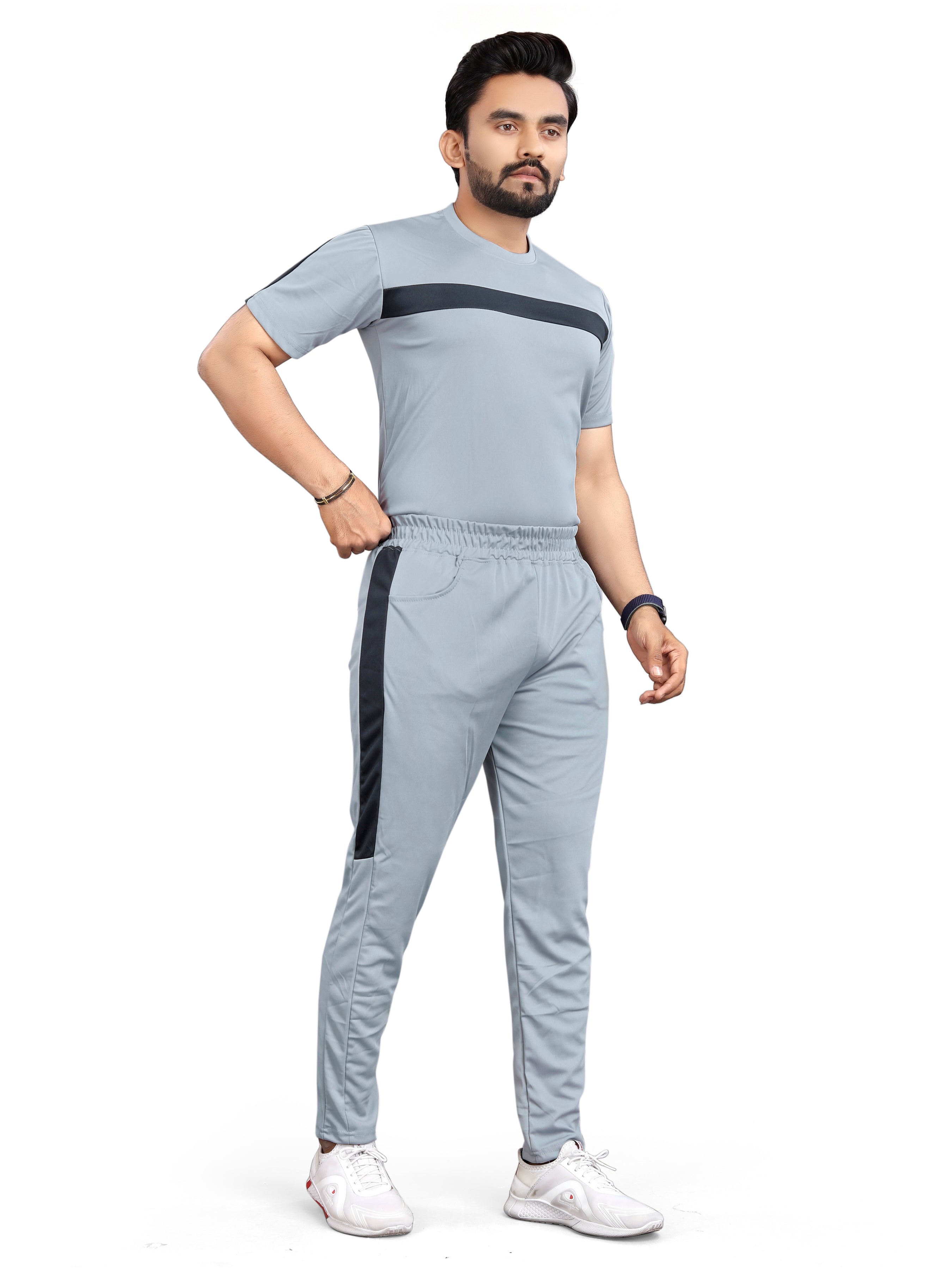 Pure Cotton Relaxed Fit Gray Night Suit For Men